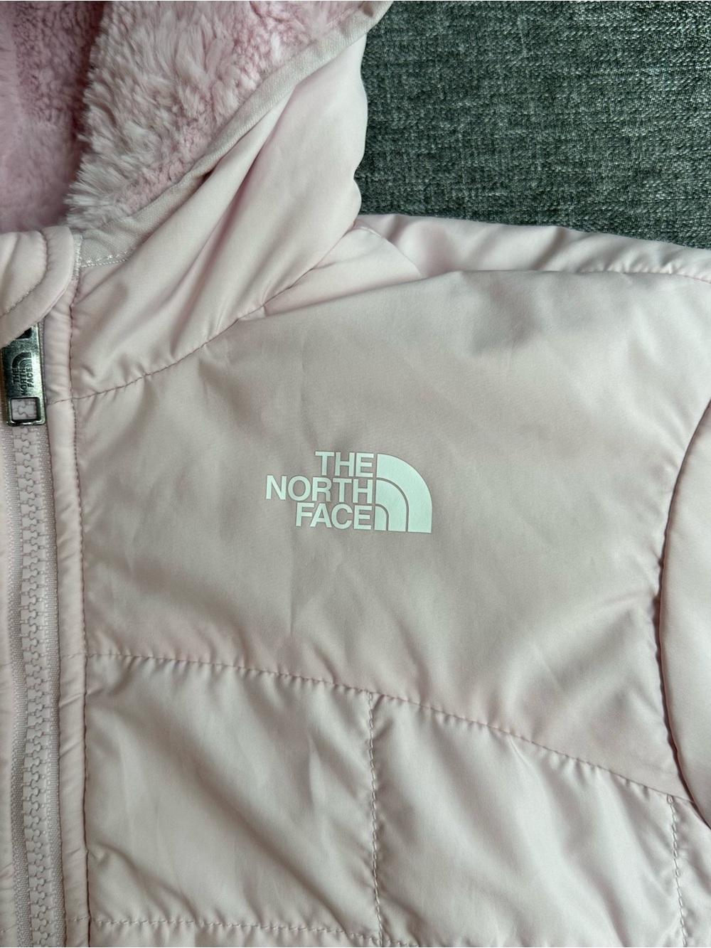 The North Face Reversible Shasta Full Zip Hooded Jacket Coat Pale Blossom Pink - Picture 3 of 15